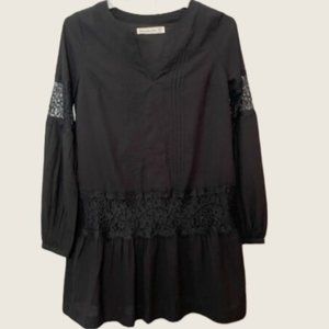Abercrombie & Fitch Black Drop Waist Dress with Lace SMALL TALL